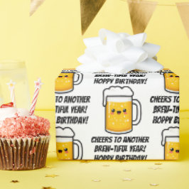 Papel De Regalo Cumpleaños Saltarín, Cerveza Divertida
