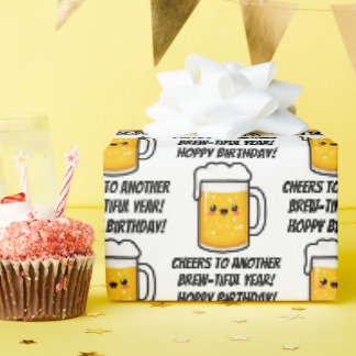 Papel De Regalo Cumpleaños Saltarín, Cerveza Divertida
