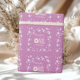 Papel De Regalo Cumpleaños Salvaje Uno de Daisy Morada 1er