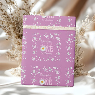 Papel De Regalo Cumpleaños Salvaje Uno de Daisy Morada 1er