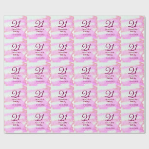 Papel De Regalo Cumpleaños simple nombre fecha verde pastel rosa 2