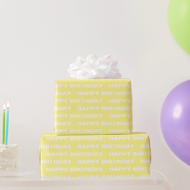 Papel De Regalo Cumpleaños sólido amarillo elegante chic (Regalos de fiesta)