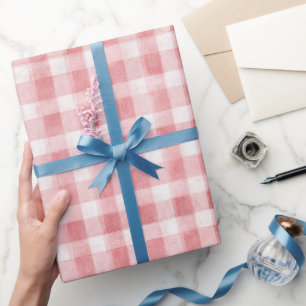 Papel De Regalo Cumpleaños Suave Rosa Blanco Cuadros Rayas Femenin