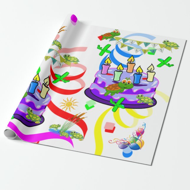 Papel de Regalo Cumpleaños Tortugas (Desenrollado)