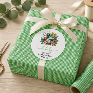 Papel De Regalo Cumpleaños verde acuarela Un pato afortunado Niño 