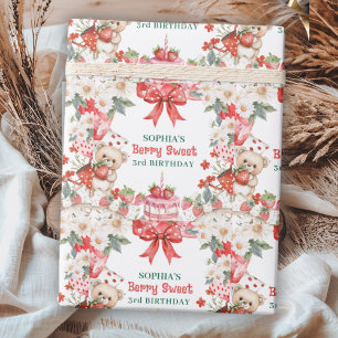 Papel De Regalo Cumpleaños Vintage Strawberry Berry Sweet 3