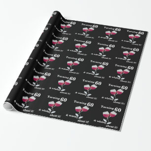 Papel De Regalo Cumplir 60 años y triunfar con copas de vino tinto