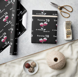 Papel De Regalo Cumplir 70 años y triunfar con copas de vino tinto