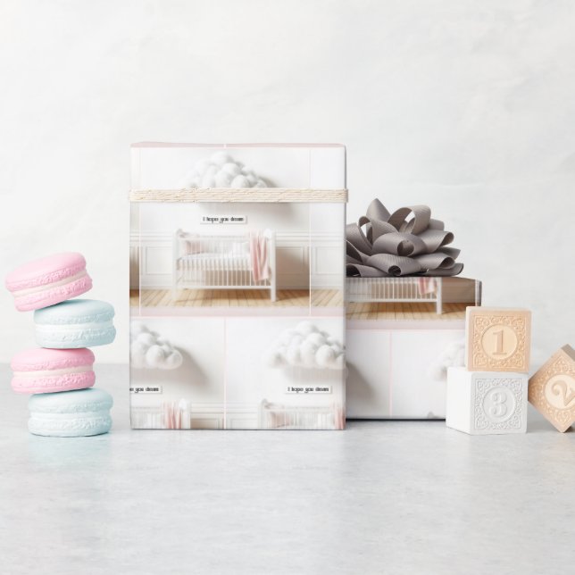 Papel De Regalo Cuna de bebé en una guardería con nubes (Baby Shower)