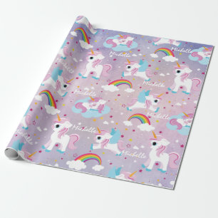Papel De Regalo Cunicornio Feliz cumpleaños chica rosa