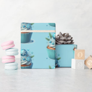 Papel De Regalo Cupcake azul mínimo simple