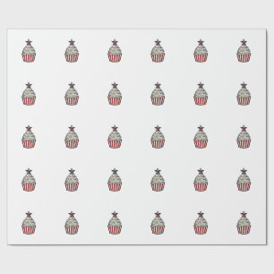 Papel De Regalo Cupcake Patriótico Grabado Vintage Cuatro de Julio