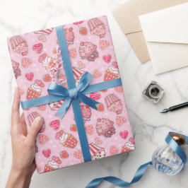 Papel de Regalo Cupcake Retro Día de San Valentín