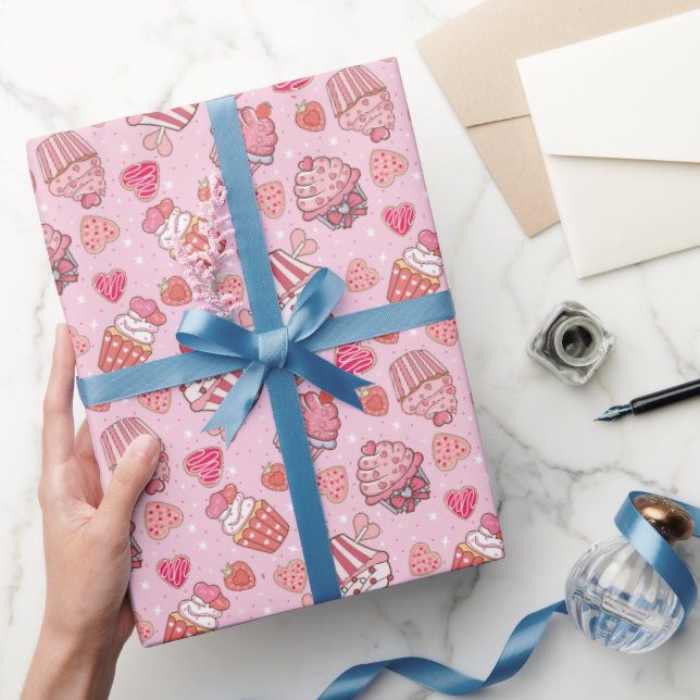 Papel de Regalo Cupcake Retro Día de San Valentín (Regalar)