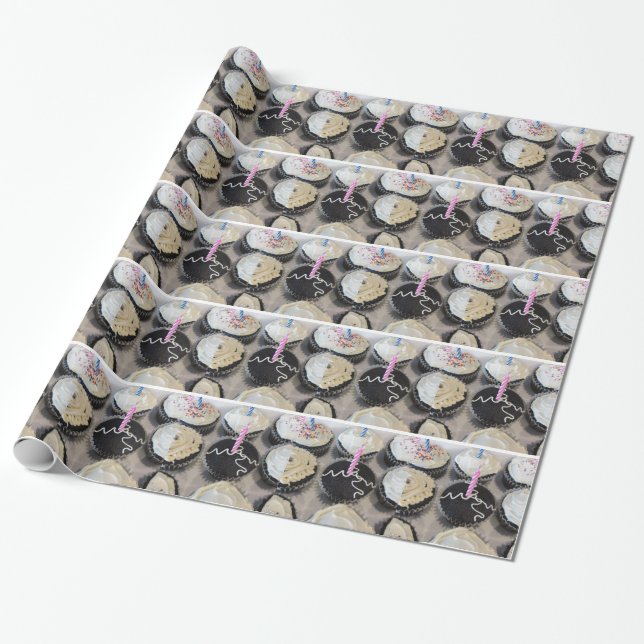 Papel De Regalo Cupcakes Elegantes (Desenrollado)