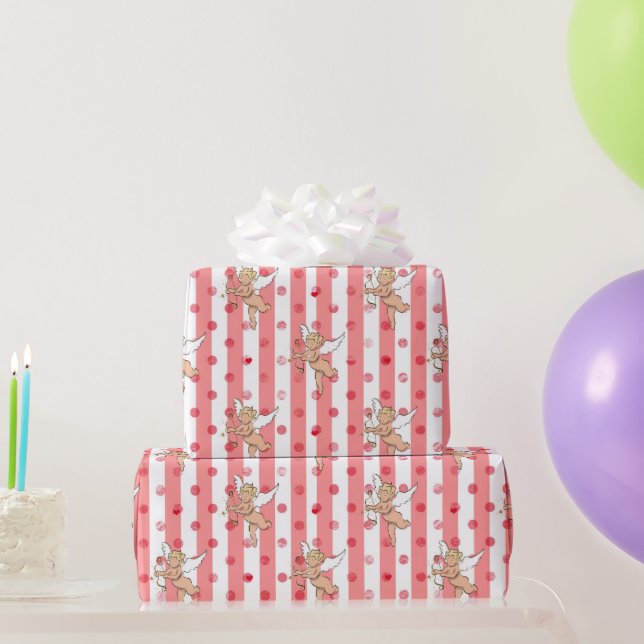 Papel De Regalo Cúpido ángel de San Valentín rosa_medium (Regalos de fiesta)