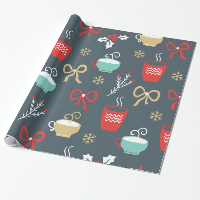Papel De Regalo Cups Arco De Ramas Mistletoe Y Fir (Desenrollado)