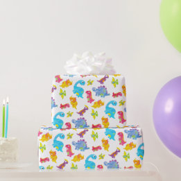 Papel De Regalo Curiosa colorida Funny Unisex Dinosaurio Bebé Blan