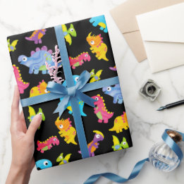 Papel De Regalo Curiosa colorida Funny Unisex Dinosaurio Bebé Negr