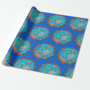 Papel De Regalo Curiosas criaturas marinas personalizado ilustraci