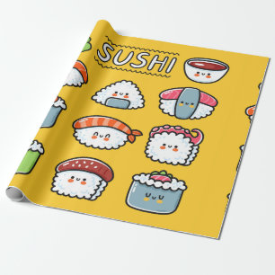 Papel De Regalo Curioso y feliz sushi maki rolls personalizado sin