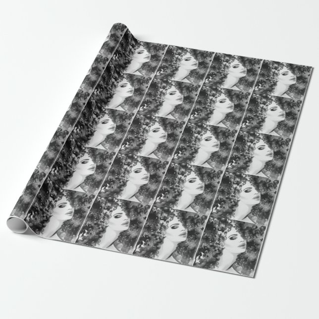 Papel De Regalo Curly Grace: belleza de acuarela de moda (Desenrollado)