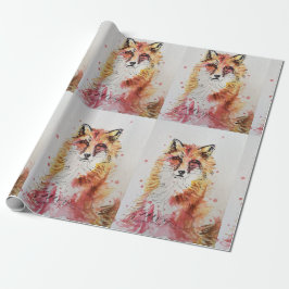 Papel De Regalo Curte Red Fox Watercolor Woodland Animal Art