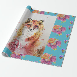 Papel De Regalo Curte Red Fox Watercolor Woodland Animal Art