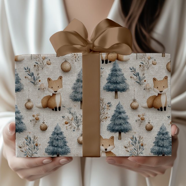 Papel De Regalo Curte Whimsical Winter Woodland Fox y Navidades (Subido por el creador)