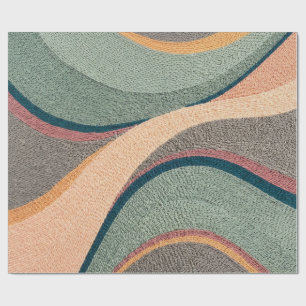 Papel de regalo Curvas de Duna Melocotón Teal Abst