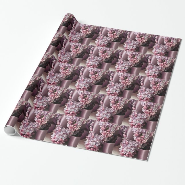 Papel De Regalo Curvas Lilac Y Cinta (Desenrollado)