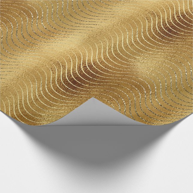 Papel De Regalo Curvas Wavy Luxury Gold Purpurinas (Esquina)