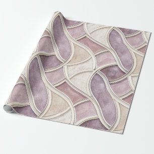 Papel De Regalo Curvo Elegante en Crema y Lila – Geométrico