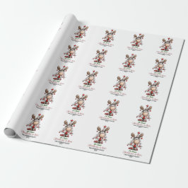 Papel De Regalo Custom Cute Reindeer “Oh Deer Christmas Is Here”