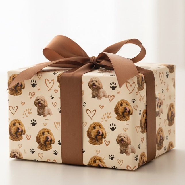 Papel De Regalo Custom Dog Photo  – Neutral Valentine (Subido por el creador)