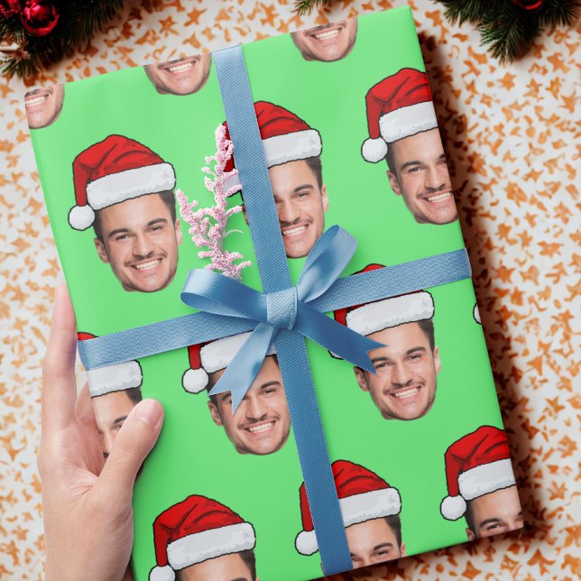 Papel De Regalo Custom Face Photo Santa Hat Christmas (Subido por el creador)
