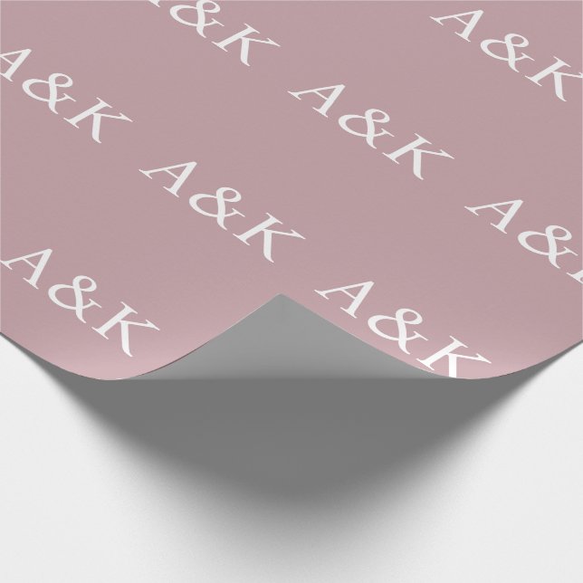 Papel De Regalo Custom Initials on Dusty Rose Mauve Wedding (Esquina)
