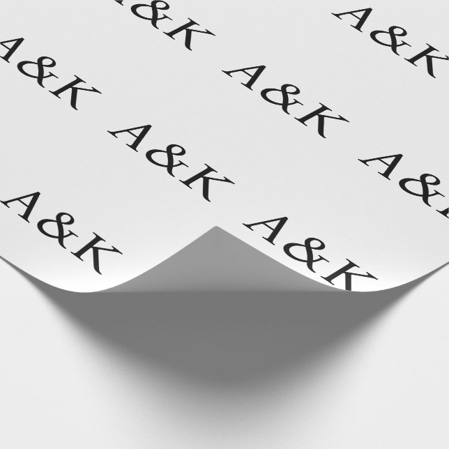 Papel De Regalo Custom Initials on White Wedding Gift (Esquina)