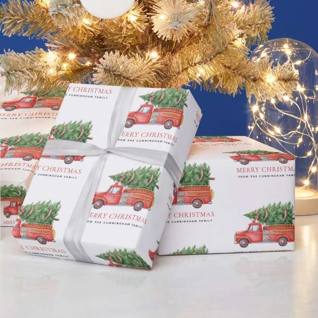Papel De Regalo Custom Modern Firefighter Christmas Fire Truck  (Vacaciones)