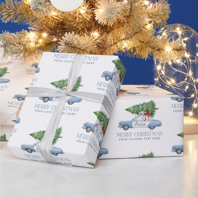 Papel De Regalo Custom Modern Police Officer Christmas Tree Car (Vacaciones)