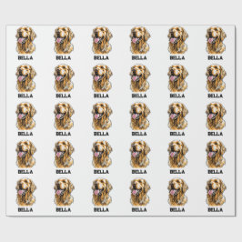 Papel De Regalo Custom Name Golden Retriever Dog Portrait Funny 