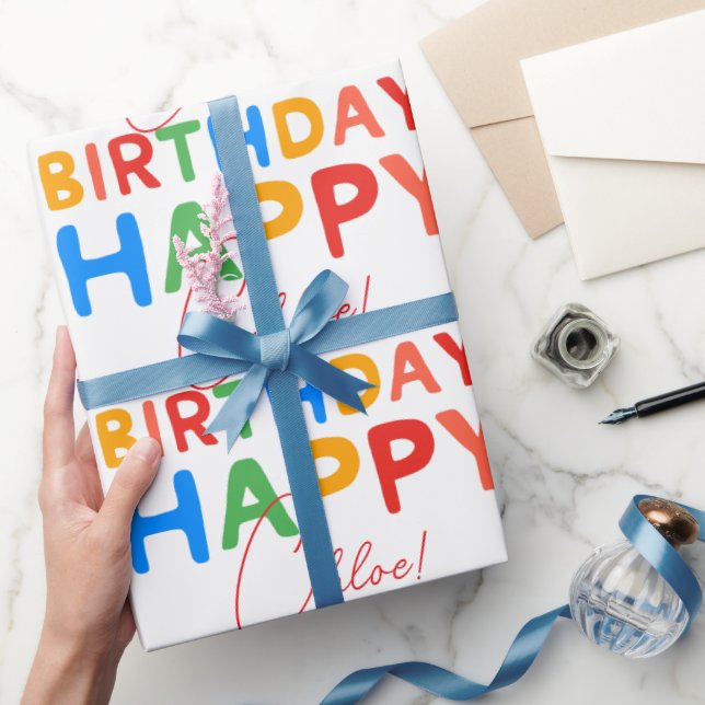 Papel De Regalo Custom Name Happy Birthday  (Regalar)