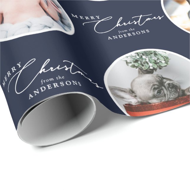 Papel De Regalo Custom Name Merry Christmas Script 28 Photo (Esquina del rollo)