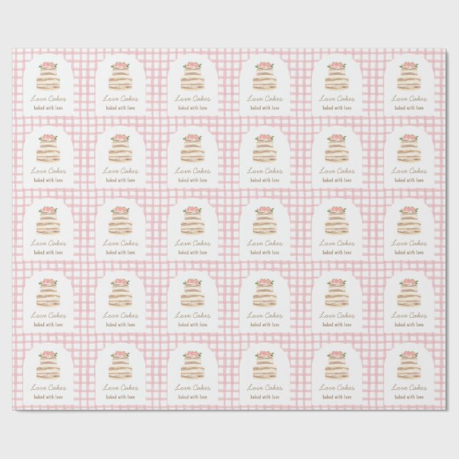 Papel De Regalo Custom Name Wedding Cake Business Sticker (Superficie plana)