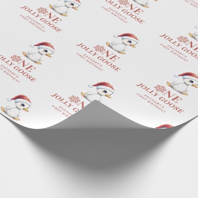 Papel De Regalo Custom One Jolly Goose December First Birthday (Esquina)