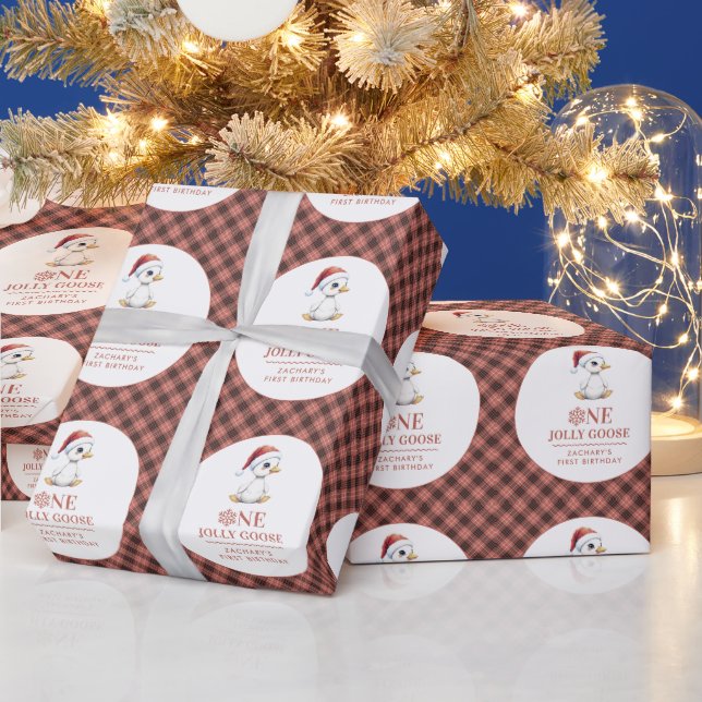 Papel De Regalo Custom One Jolly Goose December First Birthday (Vacaciones)