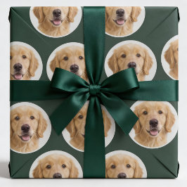 Papel De Regalo Custom Pet Photo | Personalized Forest Green Gift 