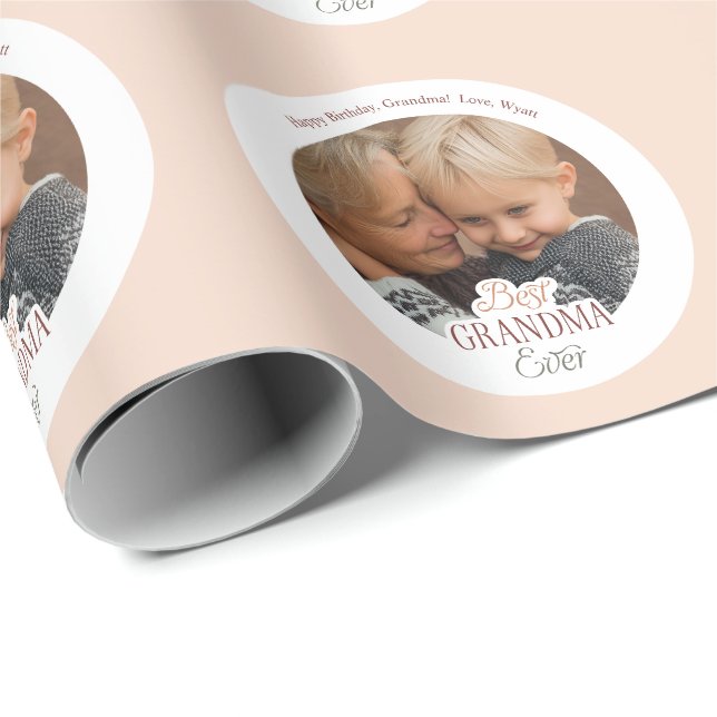 Papel De Regalo Custom Photo Best Grandma Ever (Esquina del rollo)