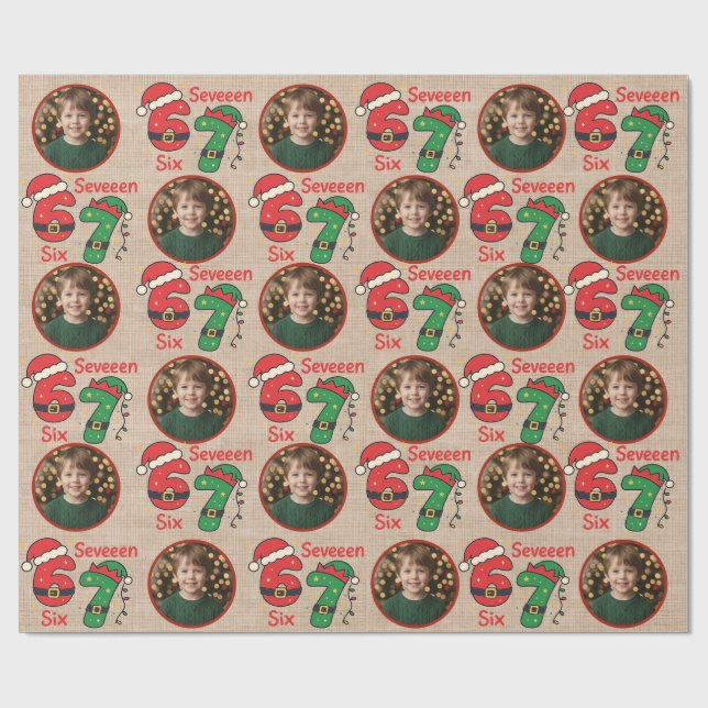 Papel De Regalo Custom Photo Christmas Gift Wrap 6-7 Trendy (Superficie plana)