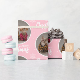 Papel De Regalo Custom Pink Merry Christmas One Circle Photo